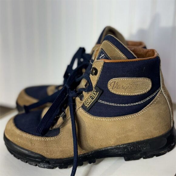 VTG Vasque Gore-Tex Hiking Boots Size 8M Suede & Canvas Made in Italy Cowhide - Picture 2 of 9